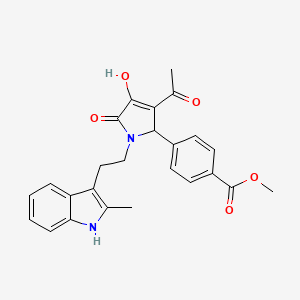 molecular formula C25H24N2O5 B610347 methyl 4-[3-acetyl-4-hydroxy-1-[2-(2-methyl-1H-indol-3-yl)ethyl]-5-oxo-2H-pyrrol-2-yl]benzoate CAS No. 1560894-05-4