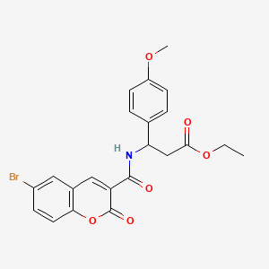 molecular formula C22H20BrNO6 B6103648 ethyl 3-{[(6-bromo-2-oxo-2H-chromen-3-yl)carbonyl]amino}-3-(4-methoxyphenyl)propanoate 