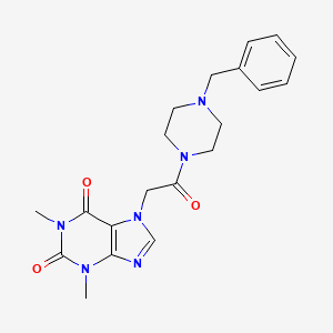 molecular formula C20H24N6O3 B6103671 7-[2-(4-BENZYLPIPERAZINO)-2-OXOETHYL]-1,3-DIMETHYL-3,7-DIHYDRO-1H-PURINE-2,6-DIONE 