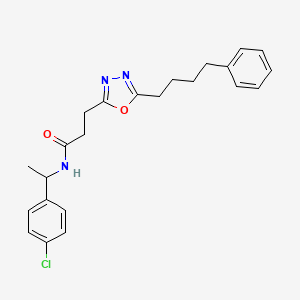 molecular formula C23H26ClN3O2 B6103744 N-[1-(4-chlorophenyl)ethyl]-3-[5-(4-phenylbutyl)-1,3,4-oxadiazol-2-yl]propanamide 