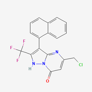 molecular formula C18H11ClF3N3O B610381 5-(Chloromethyl)-3-(naphthalen-1-yl)-2-(trifluoromethyl)pyrazolo[1,5-a]pyrimidin-7(4H)-one CAS No. 1259536-70-3