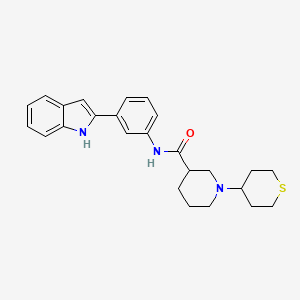 molecular formula C25H29N3OS B6103816 N-[3-(1H-indol-2-yl)phenyl]-1-(thian-4-yl)piperidine-3-carboxamide 