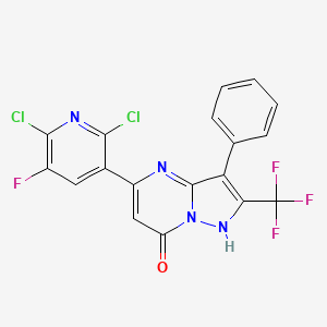 molecular formula C18H8Cl2F4N4O B610382 5-(2,6-二氯-5-氟吡啶-3-基)-3-苯基-2-(三氟甲基)-1H-吡唑并[1,5-a]嘧啶-7-酮 CAS No. 1259536-62-3