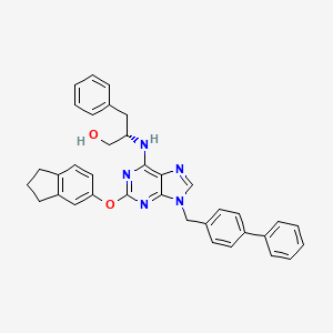 molecular formula C36H33N5O2 B610383 (2S)-2-[[2-(2,3-dihydro-1H-inden-5-yloxy)-9-[(4-phenylphenyl)methyl]-6-purinyl]amino]-3-phenyl-1-propanol CAS No. 944328-88-5