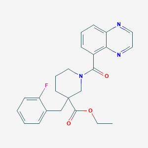 molecular formula C24H24FN3O3 B6103976 ethyl 3-(2-fluorobenzyl)-1-(5-quinoxalinylcarbonyl)-3-piperidinecarboxylate 