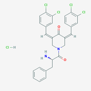 molecular formula C28H23Cl5N2O2 B610398 1-(L-phenylalanyl)-3,5-bis(3,4-dichlorobenzylidene)piperidin-4-one hydrochloride CAS No. 1617495-03-0