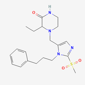 molecular formula C20H28N4O3S B6104020 3-Ethyl-4-[[2-methylsulfonyl-3-(3-phenylpropyl)imidazol-4-yl]methyl]piperazin-2-one 