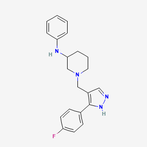 molecular formula C21H23FN4 B6104074 1-[[5-(4-fluorophenyl)-1H-pyrazol-4-yl]methyl]-N-phenylpiperidin-3-amine 