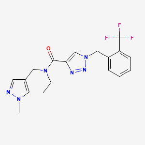 molecular formula C18H19F3N6O B6104133 N-ethyl-N-[(1-methyl-1H-pyrazol-4-yl)methyl]-1-[2-(trifluoromethyl)benzyl]-1H-1,2,3-triazole-4-carboxamide 