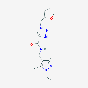 molecular formula C16H24N6O2 B6104242 N-[(1-ethyl-3,5-dimethyl-1H-pyrazol-4-yl)methyl]-1-(tetrahydro-2-furanylmethyl)-1H-1,2,3-triazole-4-carboxamide 