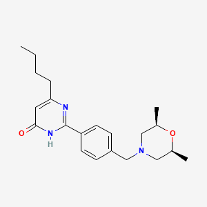 molecular formula C21H29N3O2 B6104354 6-butyl-2-(4-{[rel-(2R,6S)-2,6-dimethyl-4-morpholinyl]methyl}phenyl)-4(3H)-pyrimidinone trifluoroacetate 