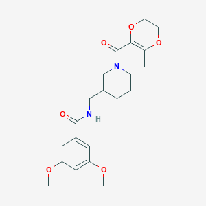 molecular formula C21H28N2O6 B6104376 3,5-dimethoxy-N-({1-[(3-methyl-5,6-dihydro-1,4-dioxin-2-yl)carbonyl]-3-piperidinyl}methyl)benzamide 