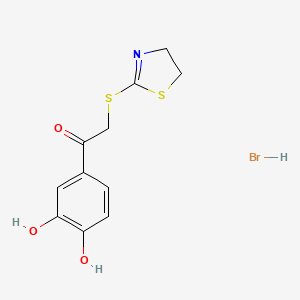 molecular formula C11H12BrNO3S2 B610450 2-(4,5-Dihydro-1,3-thiazol-2-ylsulfanyl)-1-(3,4-dihydroxyphenyl)ethanone;hydrobromide CAS No. 1035875-01-4