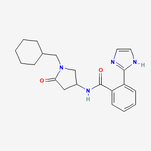 molecular formula C21H26N4O2 B6104511 N-[1-(cyclohexylmethyl)-5-oxopyrrolidin-3-yl]-2-(1H-imidazol-2-yl)benzamide 