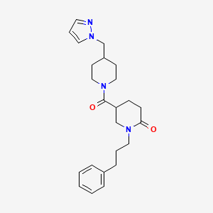 molecular formula C24H32N4O2 B6104515 1-(3-phenylpropyl)-5-{[4-(1H-pyrazol-1-ylmethyl)-1-piperidinyl]carbonyl}-2-piperidinone 