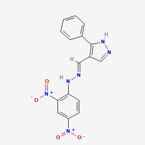 molecular formula C16H12N6O4 B6104575 2,4-dinitro-N-[(E)-(5-phenyl-1H-pyrazol-4-yl)methylideneamino]aniline 