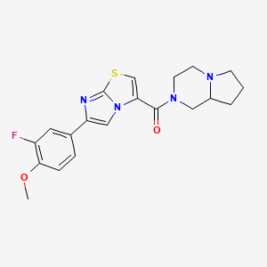 molecular formula C20H21FN4O2S B6104583 2-{[6-(3-fluoro-4-methoxyphenyl)imidazo[2,1-b][1,3]thiazol-3-yl]carbonyl}octahydropyrrolo[1,2-a]pyrazine 