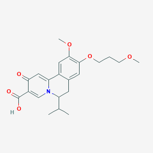 molecular formula C22H27NO6 B610460 6-Isopropyl-10-methoxy-9-(3-methoxypropoxy)-2-oxo-6,7-dihydro-2h-pyrido[2,1-a]isoquinoline-3-carboxylic acid CAS No. 1802407-46-0
