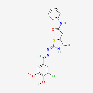 molecular formula C20H19ClN4O4S B6104642 2-(2-{(E)-2-[(E)-1-(3-CHLORO-4,5-DIMETHOXYPHENYL)METHYLIDENE]HYDRAZONO}-4-OXO-1,3-THIAZOLAN-5-YL)-N~1~-PHENYLACETAMIDE 