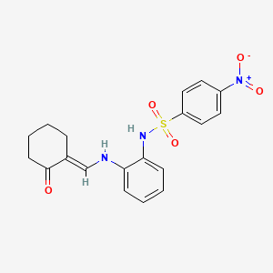 molecular formula C19H19N3O5S B6104715 4-nitro-N-(2-{[(2-oxocyclohexylidene)methyl]amino}phenyl)benzenesulfonamide 