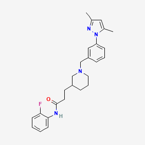 molecular formula C26H31FN4O B6104879 3-{1-[3-(3,5-dimethyl-1H-pyrazol-1-yl)benzyl]-3-piperidinyl}-N-(2-fluorophenyl)propanamide 