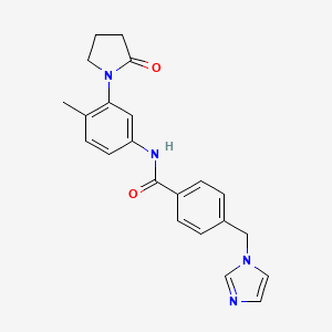 molecular formula C22H22N4O2 B6104921 4-(imidazol-1-ylmethyl)-N-[4-methyl-3-(2-oxopyrrolidin-1-yl)phenyl]benzamide 