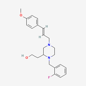 molecular formula C23H29FN2O2 B6104948 2-{1-(2-fluorobenzyl)-4-[(2E)-3-(4-methoxyphenyl)-2-propen-1-yl]-2-piperazinyl}ethanol 