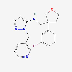 molecular formula C20H21FN4O B6104958 N-[[3-(3-fluorophenyl)oxolan-3-yl]methyl]-2-(pyridin-3-ylmethyl)pyrazol-3-amine 