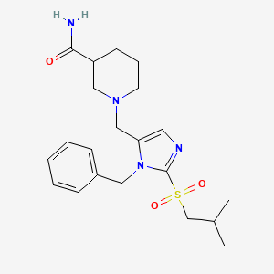 molecular formula C21H30N4O3S B6104966 1-{[1-benzyl-2-(isobutylsulfonyl)-1H-imidazol-5-yl]methyl}-3-piperidinecarboxamide 