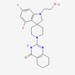 molecular formula C22H26F2N4O2 B610497 2-[4,6-二氟-1-(2-羟乙基)螺[2H-吲哚-3,4'-哌啶]-1'-基]-5,6,7,8-四氢-3H-喹唑啉-4-酮 CAS No. 2171386-10-8