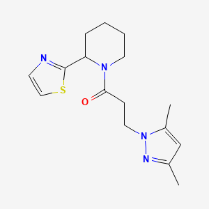 molecular formula C16H22N4OS B6104974 1-[3-(3,5-dimethyl-1H-pyrazol-1-yl)propanoyl]-2-(1,3-thiazol-2-yl)piperidine 