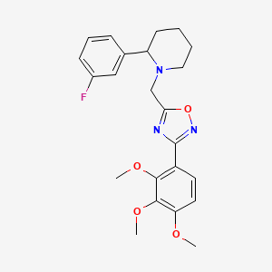 molecular formula C23H26FN3O4 B6104978 2-(3-fluorophenyl)-1-{[3-(2,3,4-trimethoxyphenyl)-1,2,4-oxadiazol-5-yl]methyl}piperidine 