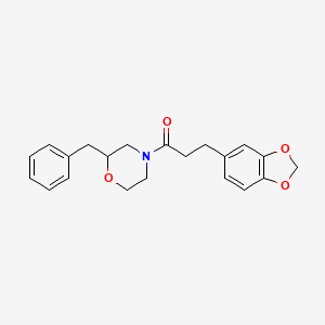 molecular formula C21H23NO4 B6104982 4-[3-(1,3-benzodioxol-5-yl)propanoyl]-2-benzylmorpholine 