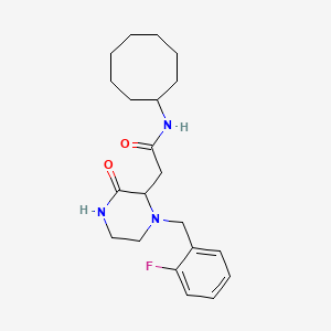 molecular formula C21H30FN3O2 B6104995 N-cyclooctyl-2-[1-[(2-fluorophenyl)methyl]-3-oxopiperazin-2-yl]acetamide 