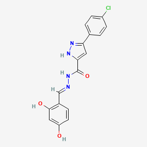 molecular formula C17H13ClN4O3 B6105007 3-(4-chlorophenyl)-N'-[(E)-(2,4-dihydroxyphenyl)methylidene]-1H-pyrazole-5-carbohydrazide 