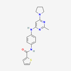 molecular formula C20H21N5OS B6105022 N-(4-{[2-Methyl-6-(pyrrolidin-1-YL)pyrimidin-4-YL]amino}phenyl)thiophene-2-carboxamide 