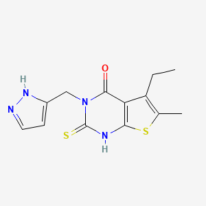 5-ethyl-2-mercapto-6-methyl-3-(1H-pyrazol-3-ylmethyl)thieno[2,3-d]pyrimidin-4(3H)-one