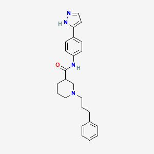 molecular formula C24H28N4O B6105047 1-(3-phenylpropyl)-N-[4-(1H-pyrazol-5-yl)phenyl]-3-piperidinecarboxamide 