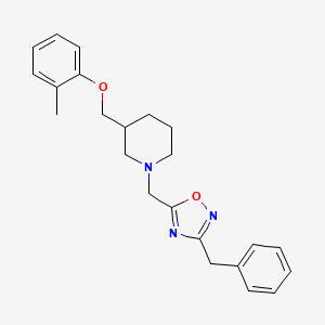 molecular formula C23H27N3O2 B6105055 1-[(3-benzyl-1,2,4-oxadiazol-5-yl)methyl]-3-[(2-methylphenoxy)methyl]piperidine 