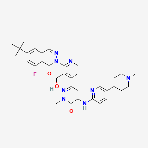 molecular formula C34H37FN8O3 B610508 6-~{叔}-丁基-8-氟烷基-2-[3-(羟甲基)-4-[1-甲基-5-[[5-(1-甲基哌啶-4-基)吡啶-2-基]氨基]-6-氧化亚氮基-哒嗪-3-基]吡啶-2-基]酞嗪-1-酮 CAS No. 1423129-83-2