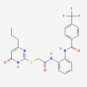 molecular formula C23H21F3N4O3S B6105081 N-(2-{2-[(4-HYDROXY-6-PROPYLPYRIMIDIN-2-YL)SULFANYL]ACETAMIDO}PHENYL)-4-(TRIFLUOROMETHYL)BENZAMIDE 