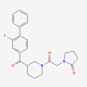 molecular formula C24H25FN2O3 B6105094 1-(2-{3-[(2-fluoro-4-biphenylyl)carbonyl]-1-piperidinyl}-2-oxoethyl)-2-pyrrolidinone 