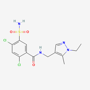 molecular formula C14H16Cl2N4O3S B6105109 5-(aminosulfonyl)-2,4-dichloro-N-[(1-ethyl-5-methyl-1H-pyrazol-4-yl)methyl]benzamide 