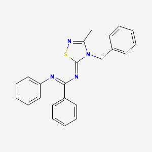 molecular formula C23H20N4S B610511 N-(4-苄基-3-甲基-1,2,4-噻二唑-5-亚基)-N'-苯基苯甲酰胺 CAS No. 324579-65-9
