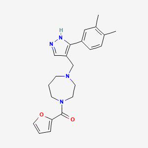 molecular formula C22H26N4O2 B6105188 1-{[3-(3,4-dimethylphenyl)-1H-pyrazol-4-yl]methyl}-4-(2-furoyl)-1,4-diazepane 