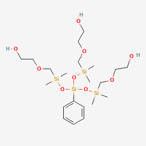 molecular formula C21H44O9Si4 B6105221 2-[(5-[(2-hydroxyethoxy)methyl]-3-{[[(2-hydroxyethoxy)methyl](dimethyl)silyl]oxy}-1,1,5,5-tetramethyl-3-phenyltrisiloxanyl)methoxy]ethanol 