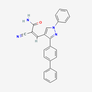 (Z)-2-cyano-3-[1-phenyl-3-(4-phenylphenyl)pyrazol-4-yl]prop-2-enamide