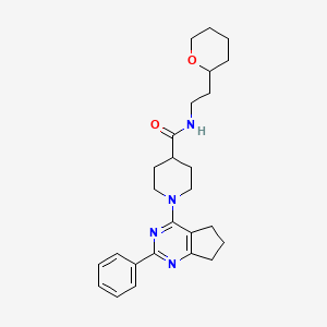 molecular formula C26H34N4O2 B6105275 1-(2-phenyl-6,7-dihydro-5H-cyclopenta[d]pyrimidin-4-yl)-N-[2-(tetrahydro-2H-pyran-2-yl)ethyl]-4-piperidinecarboxamide 