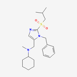 molecular formula C22H33N3O2S B6105326 N-{[1-benzyl-2-(isobutylsulfonyl)-1H-imidazol-5-yl]methyl}-N-methylcyclohexanamine 