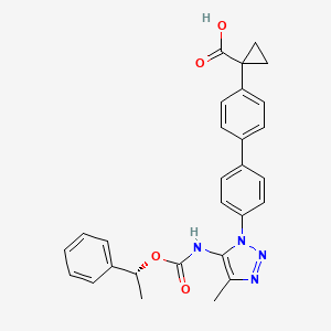 molecular formula C28H26N4O4 B610538 1-[4'-[4-甲基-5-[[(1R)-1-苯乙氧基]甲酰氨基]-1H-1,2,3-三唑-1-基][1,1'-联苯]-4-基]环丙烷羧酸 CAS No. 1396006-71-5